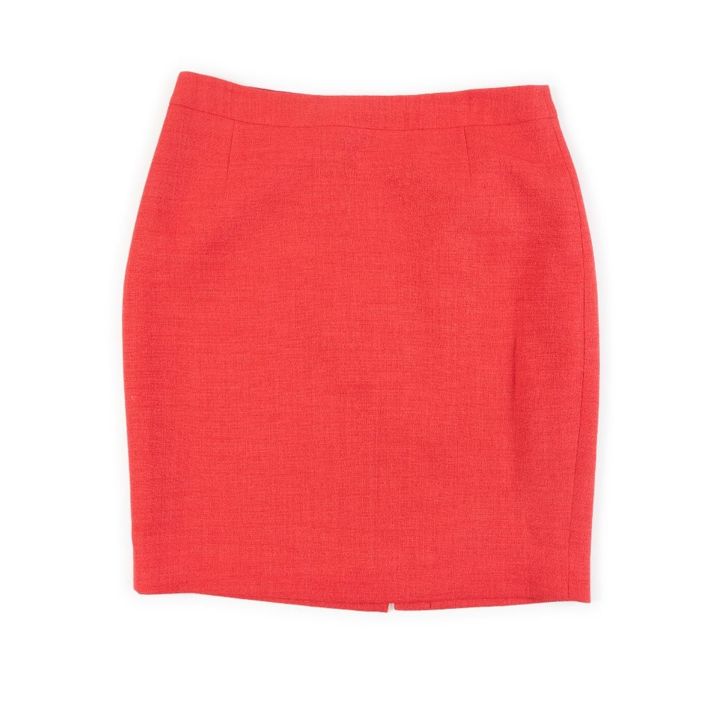 TAHARI red linen-like pencil skirt size 8